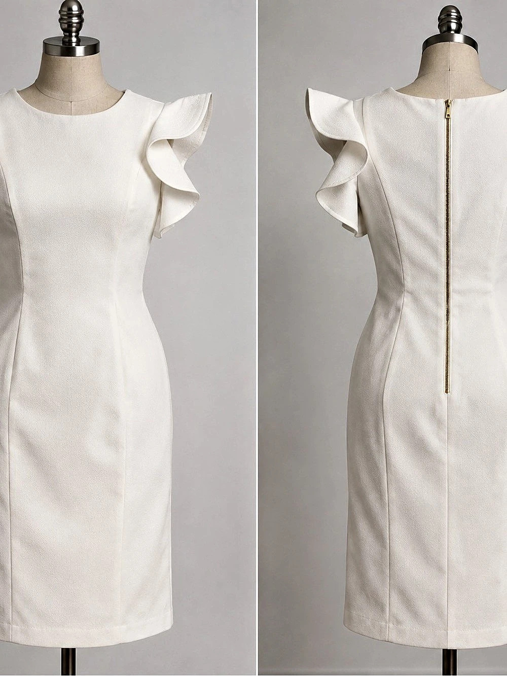 Ruffle Sleeve Mini Dress in White Like New